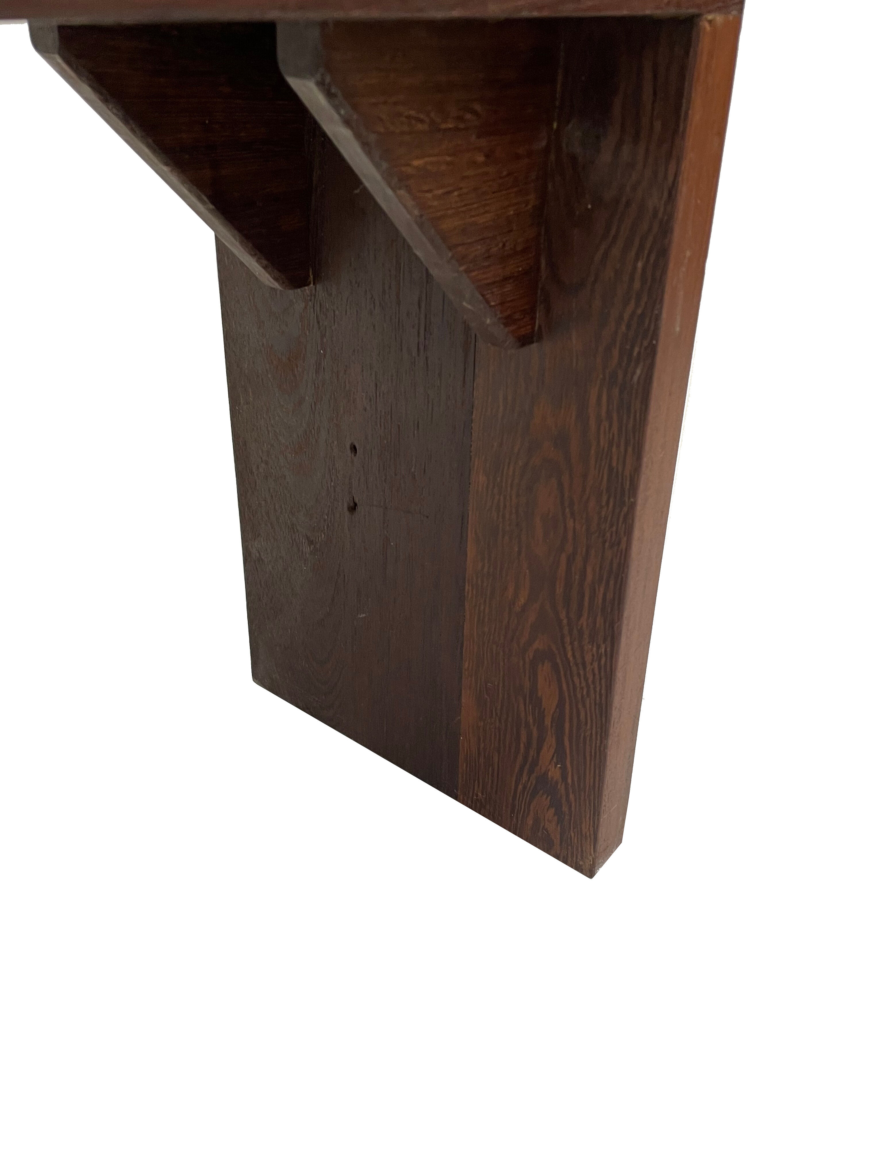 Minimalist vintage sofa design in wengé wood small solid bench