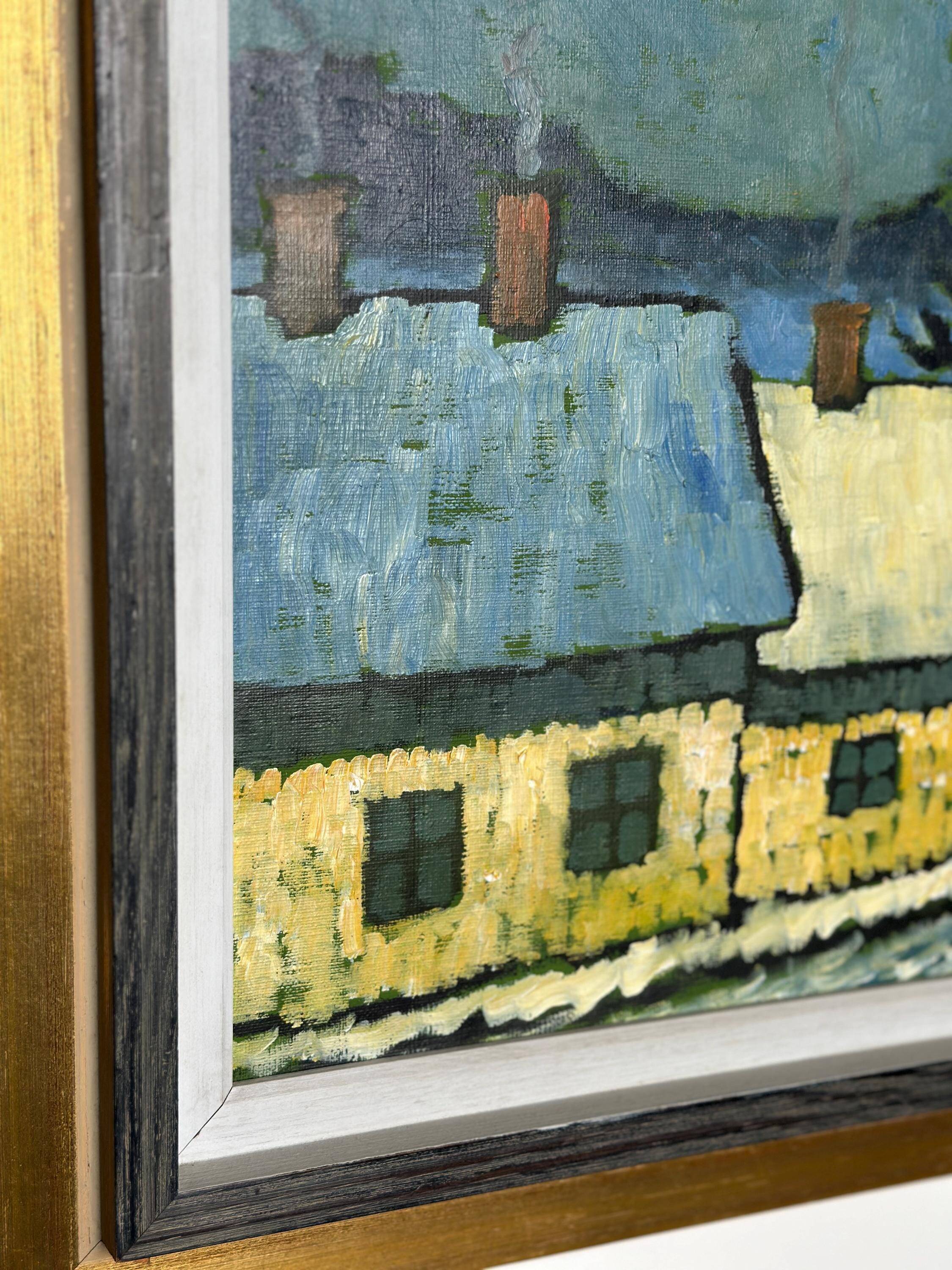 Mid Century Danish Oil on Panel – Winter Landscape – Erik Hilströml