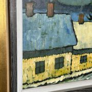 Mid Century Danish Oil on Panel – Winter Landscape – Erik Hilströml