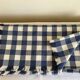 New fringed XL Vichy canvas tablecloth with 14 napkins, width 210cm.