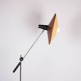 Large tilting floor lamp in steel and teak by Georges Frydman 1960.