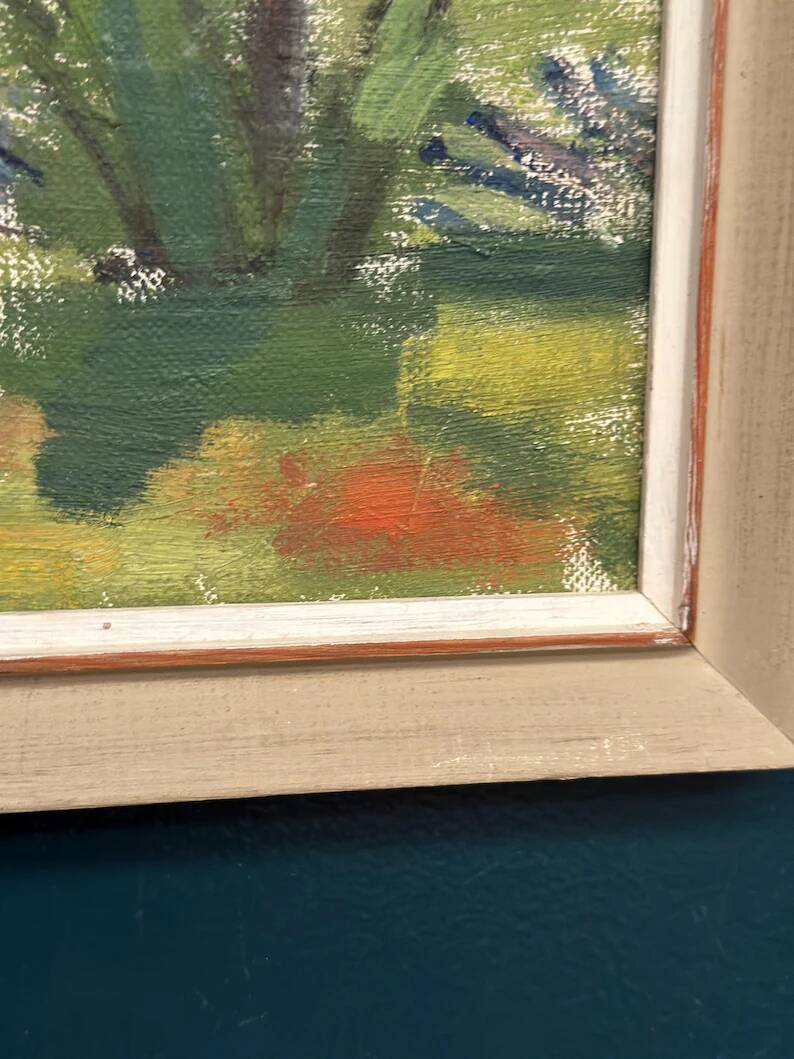 Original Swedish Oil on Panel - 'Forest Path'  – Unsigned Vintage & Framed