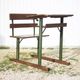Vintage desk, wooden and metal children's desk, school desk