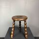 Midcentury bobbin wood turned stool, Charles Dudouyt style, France, 1950s