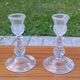 Pair of vintage glass candlesticks – Diamond point style