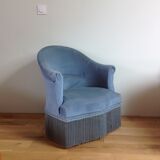 Fauteuil crapaud velours bleu