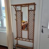 Rattan wall coat rack year 50s