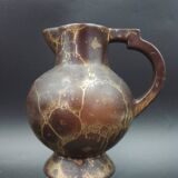 Pot à crème en Grès à glaçure brune et dorée par Lucien Brisdoux France 1930