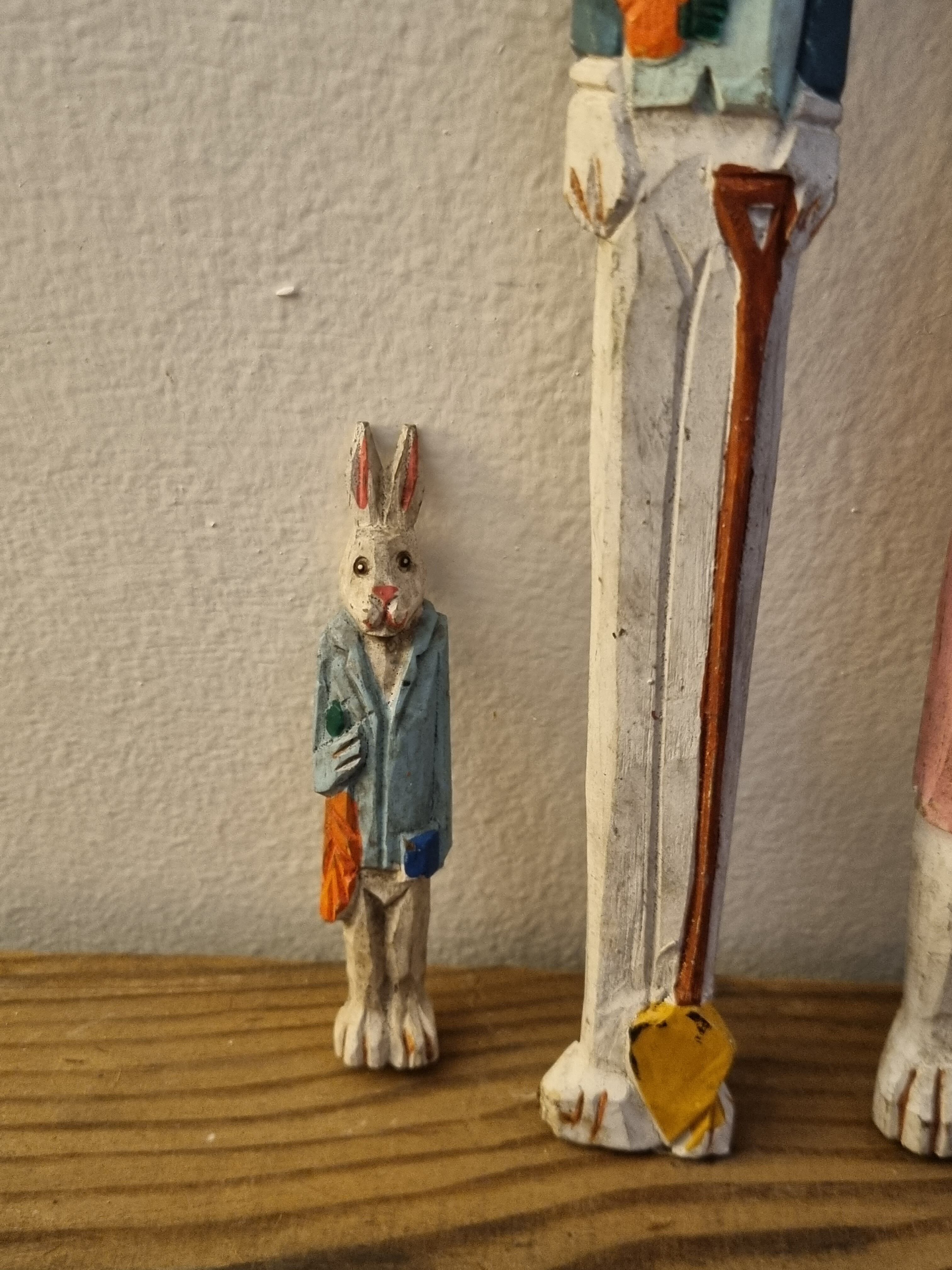 Set of 4 wooden rabbits