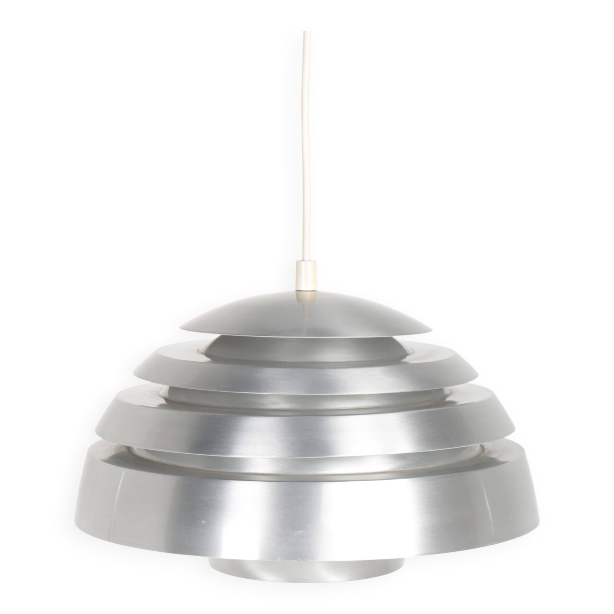 Vintage pendant light with brushed aluminum slats, 1970s