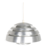 Vintage pendant light with brushed aluminum slats, 1970s
