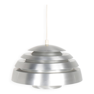 Vintage pendant light with brushed aluminum slats, 1970s