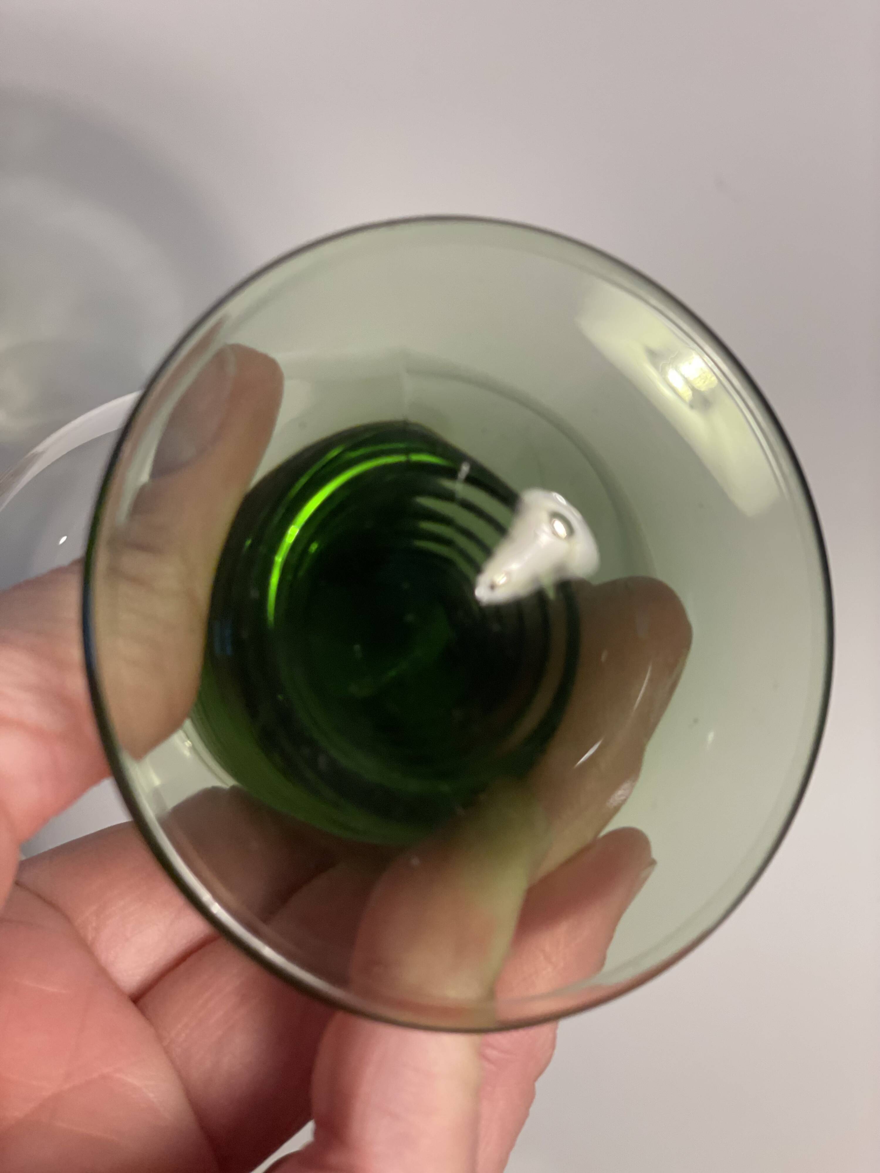 2 two-tone white wine glasses from the 1970s