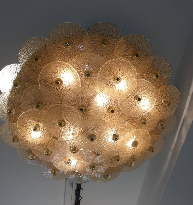 Large Murano gold glass disc ceiling light