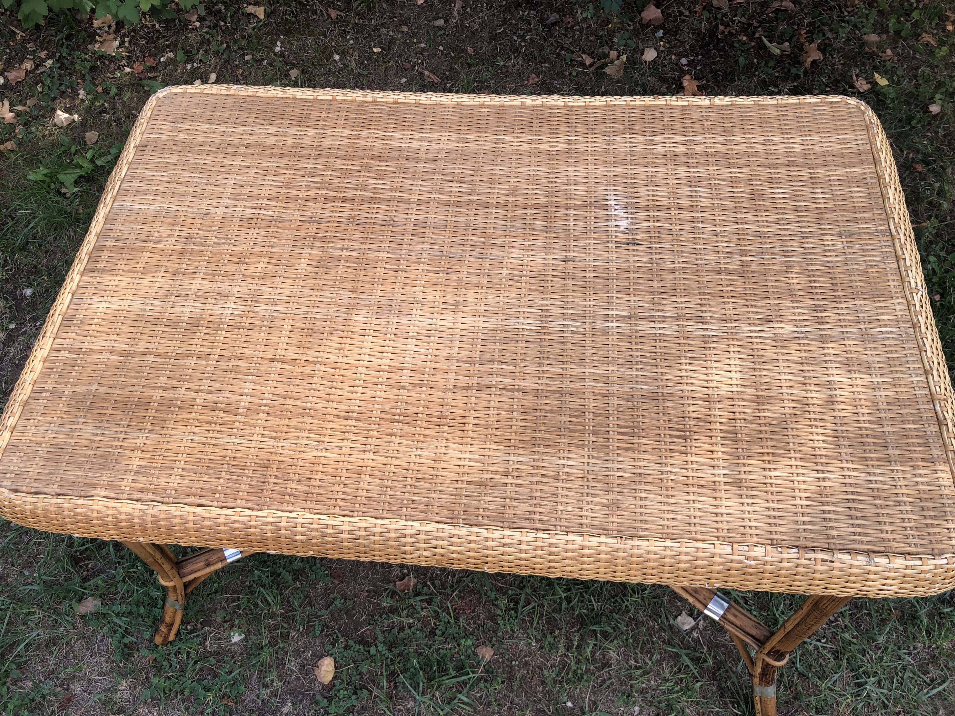 Rattan and wicker table