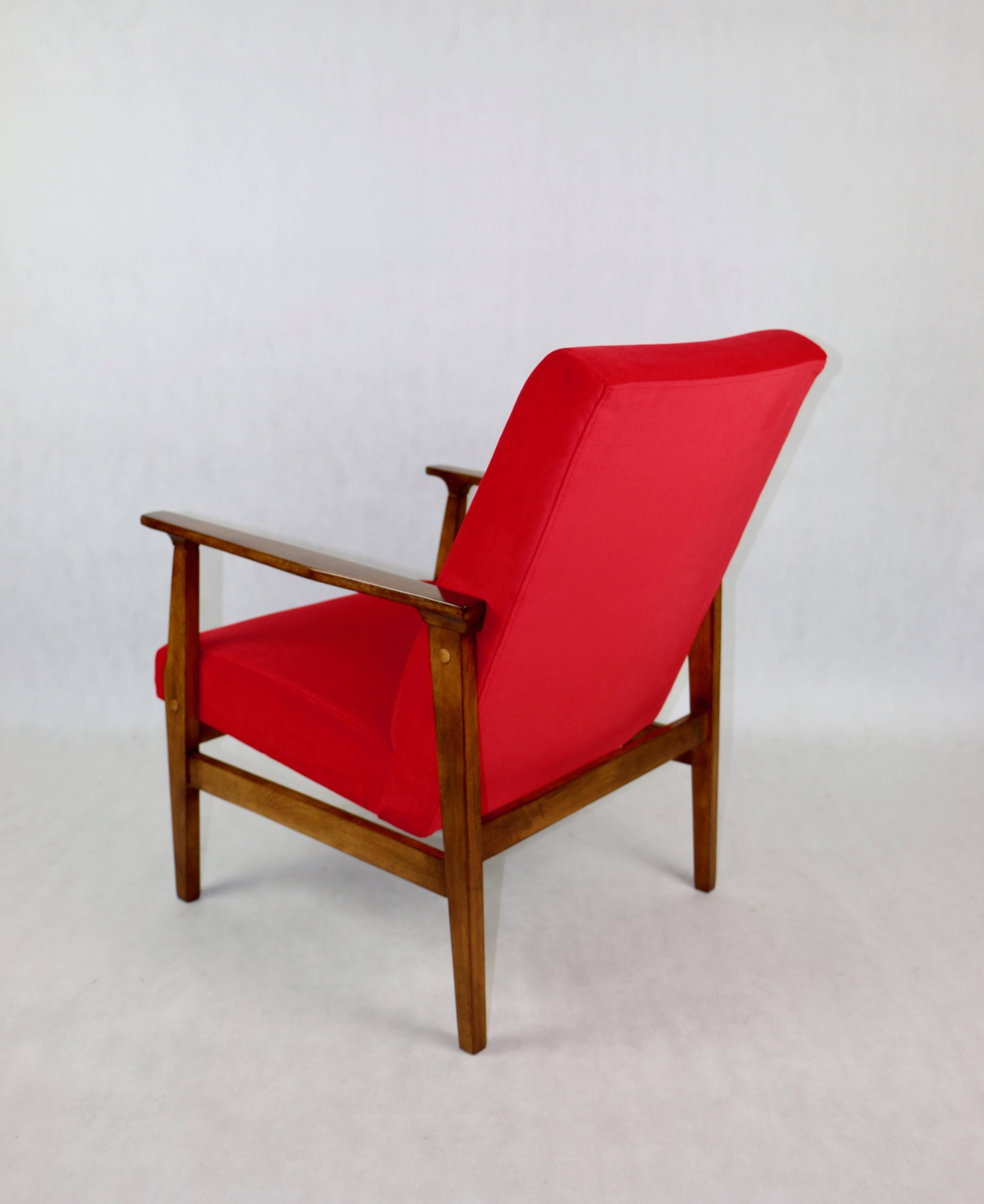 Chaise longue vintage en velours rouge, années 1970