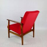 Chaise longue vintage en velours rouge, années 1970
