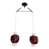 Lustre scandinave en opaline blanche et verre améthyste, années 1960