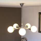 Sputnik chandelier with 5 globes. 1970. Space Age.