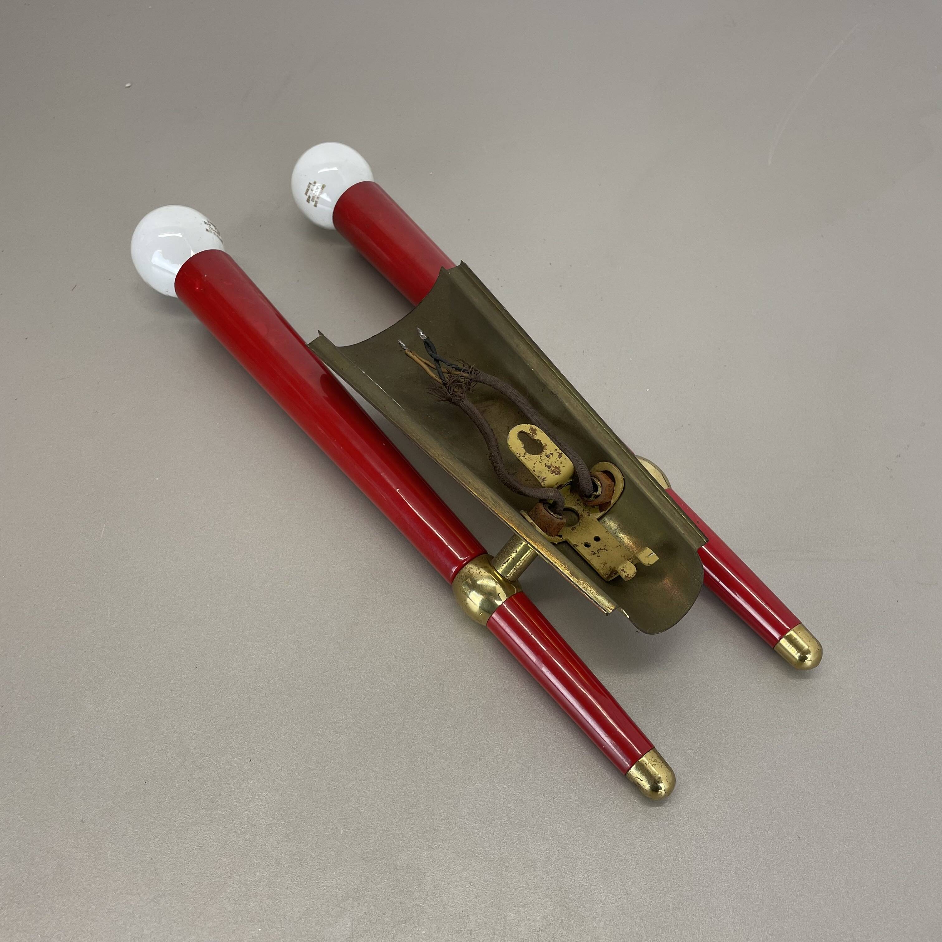 rare minimalist 32cm Brass Theatre Wall Light Sconce, Italy 1950s