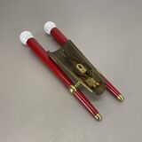 rare minimalist 32cm Brass Theatre Wall Light Sconce, Italy 1950s