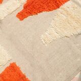 Modern relief orange and white Moroccan Berber rug