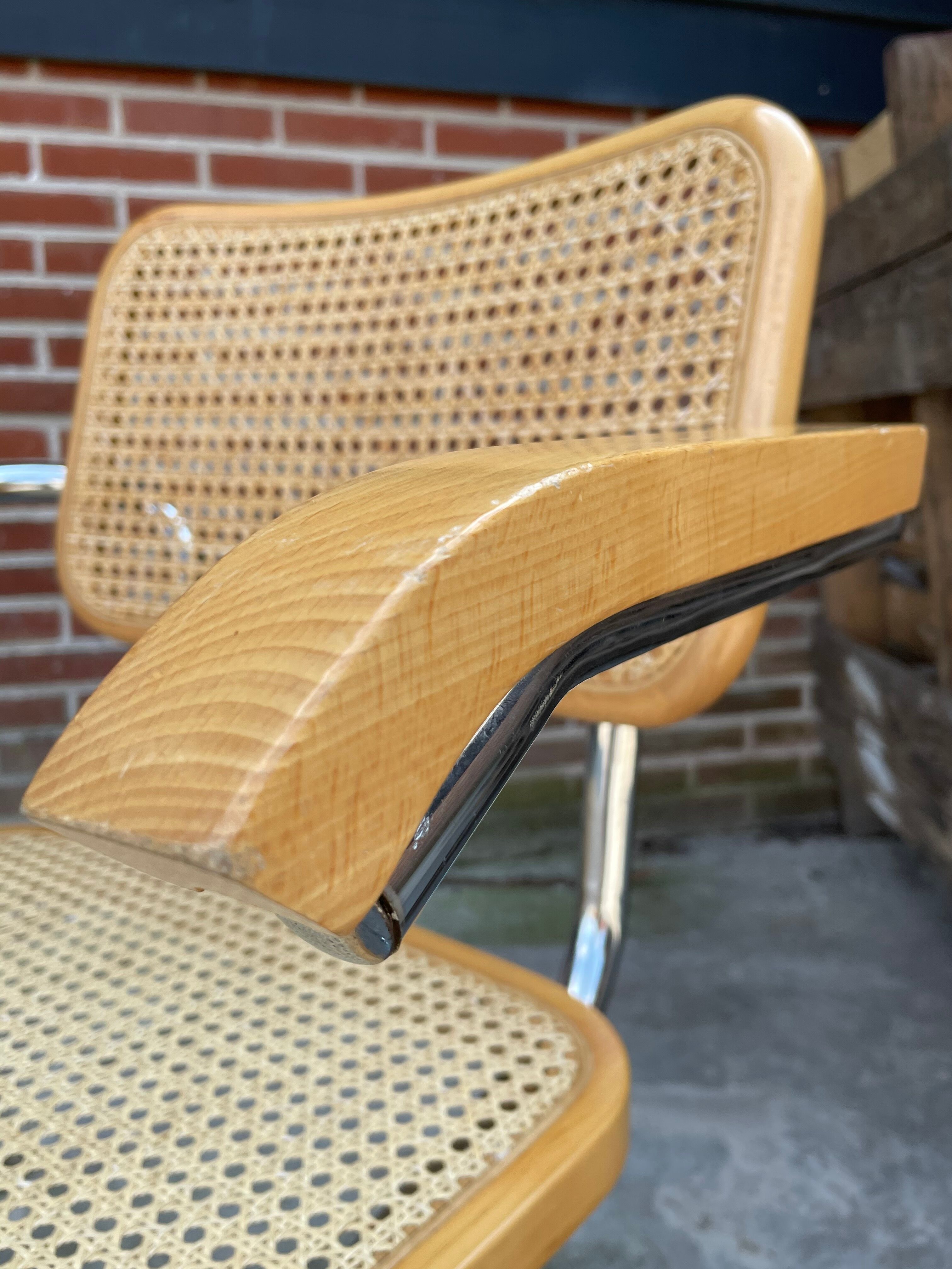 Chair model Cesca by Marcel Breuer with armrests B64
