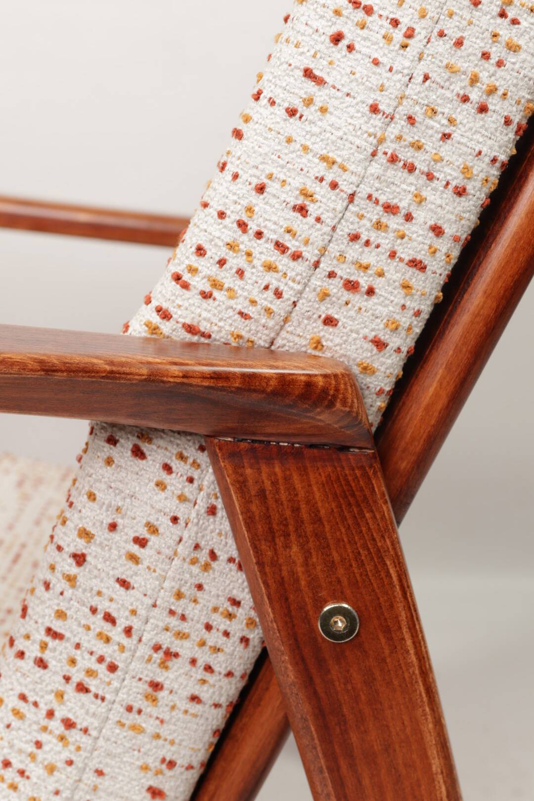 Scandinavian Vintage Armchair With Upholstery Bouclè Cushions Mid Century Design