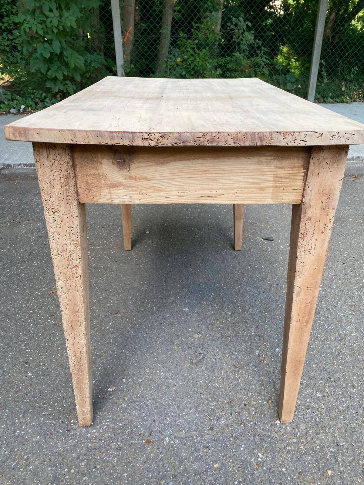 Renovated Parisian desk in solid wood with drawer