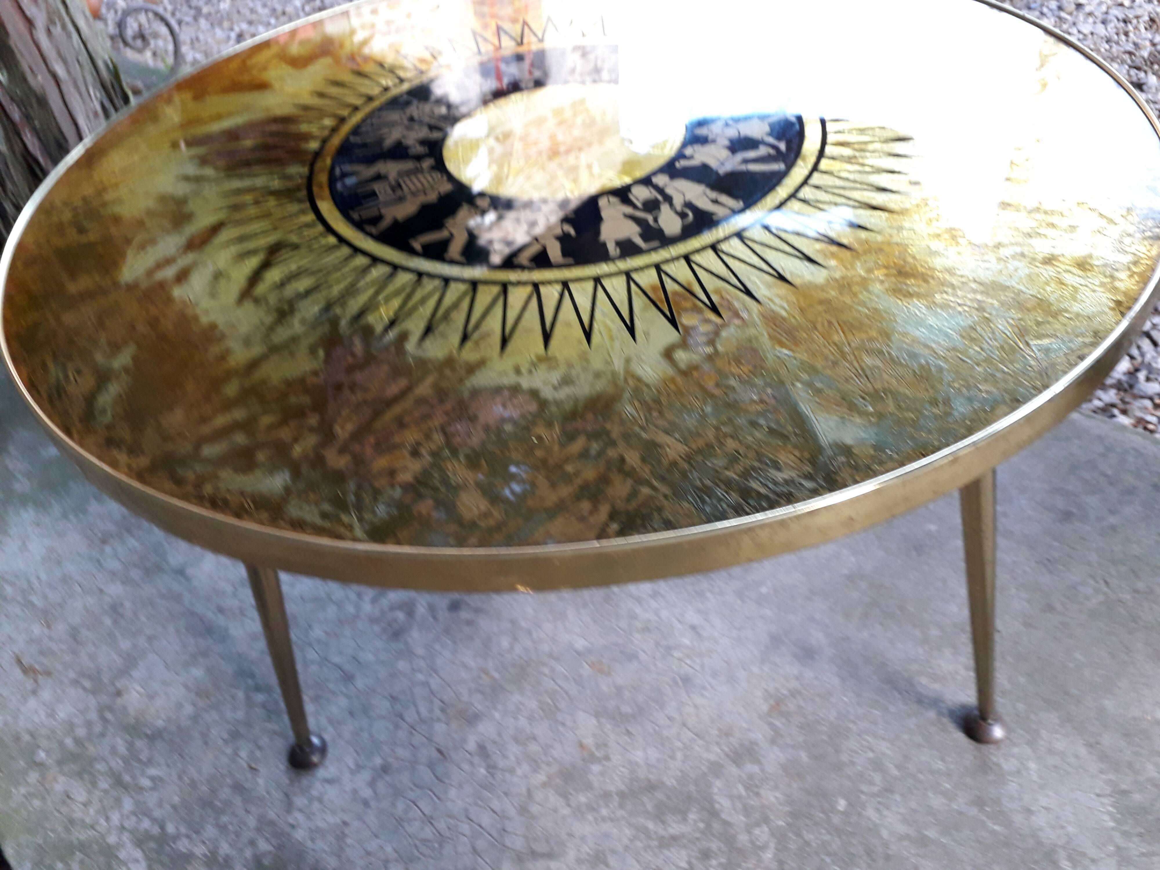 Vintage coffee table compass feet