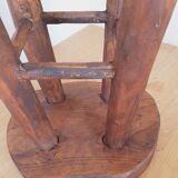 Pair of solid wood brutalist stools