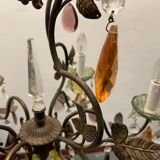 Bronze multicolored Crystal chandelier 1950’s