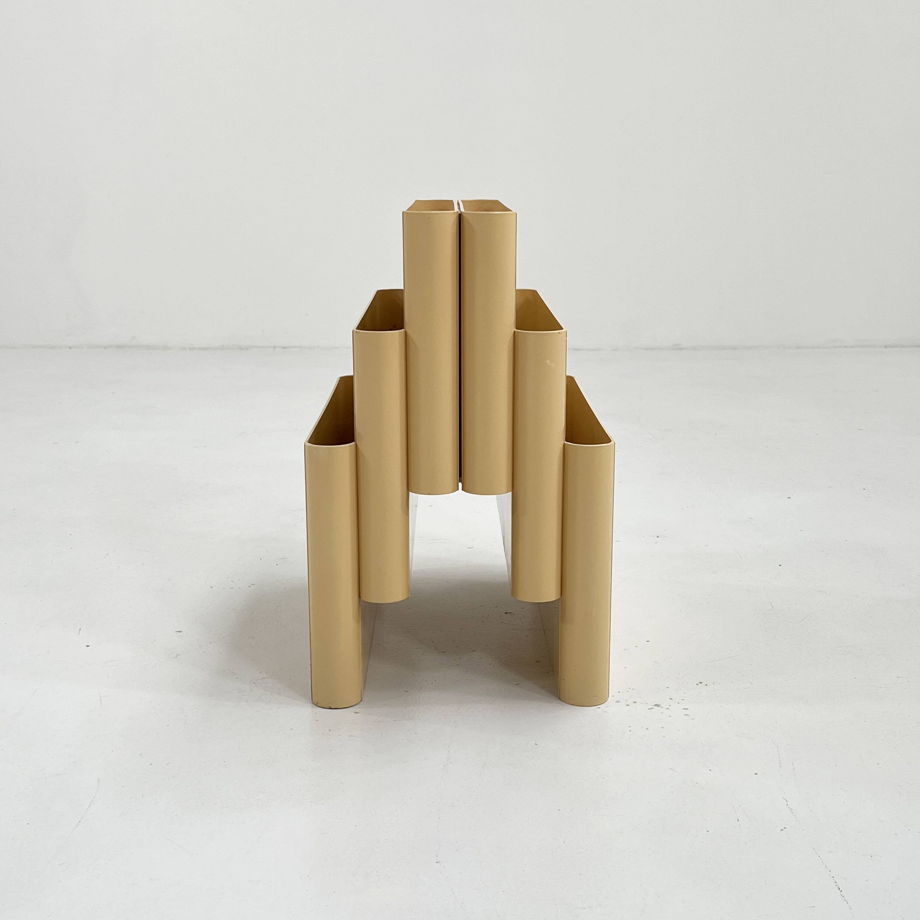 Beige magazine rack by Giotto Stoppino for Kartell, 1970
