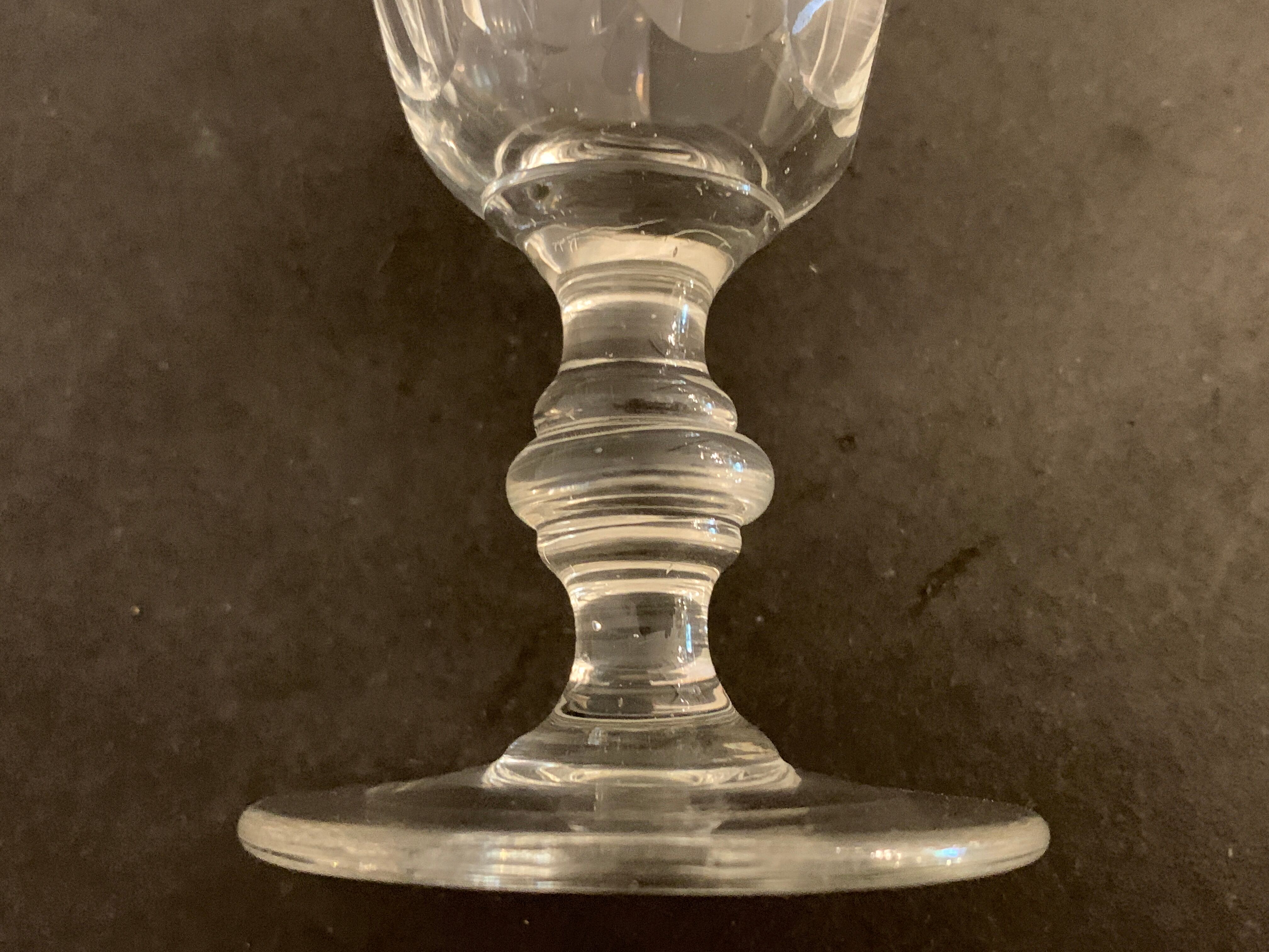 6 verres en cristal saint louis, modèle caton, xxème siècle