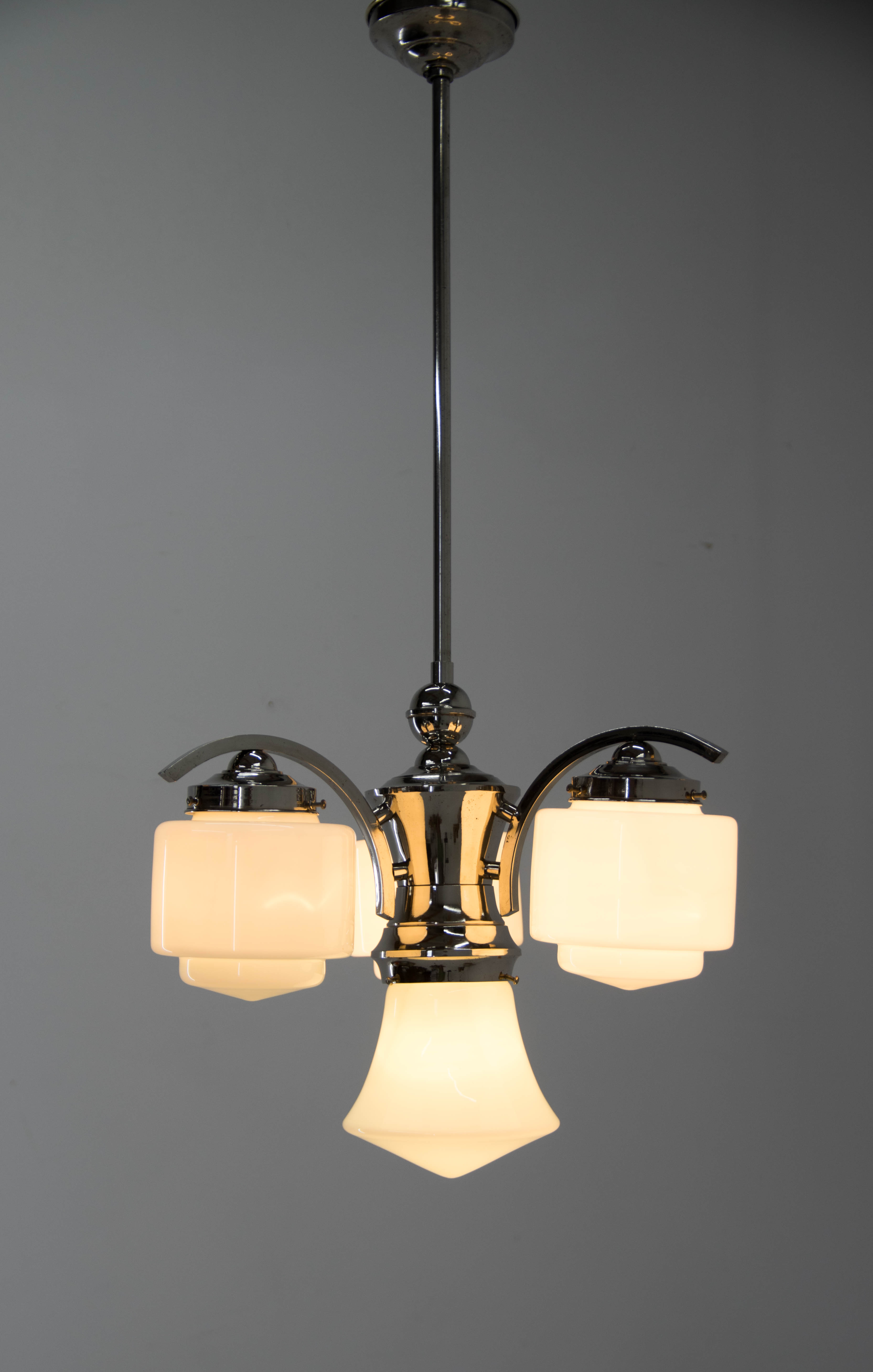 Lustre art déco bleu, années 1930