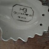 Pair of Quimper white earthenware fonts signed