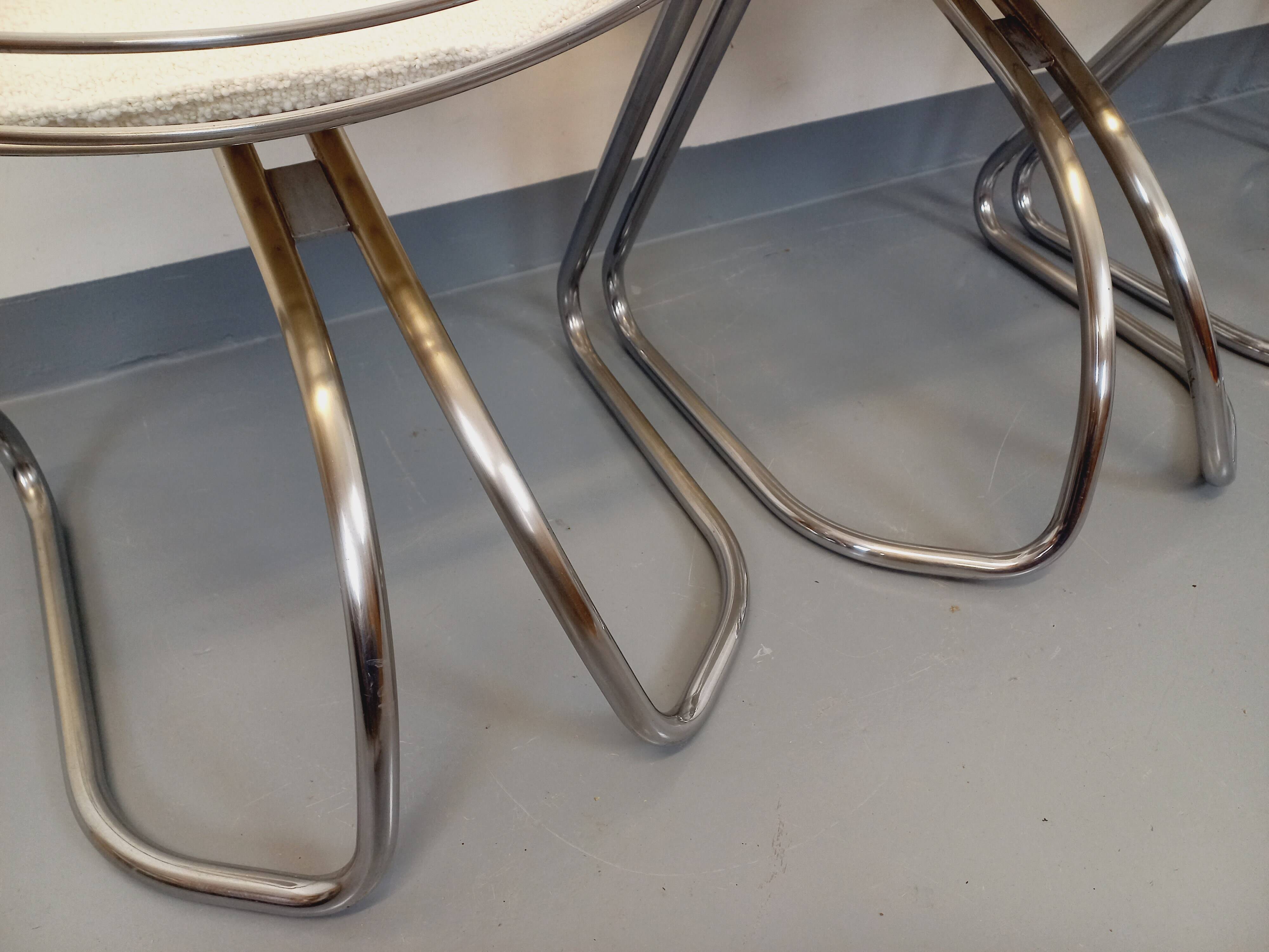 Set of 4 vintage Italian Gastone Rinaldi style chairs in chrome metal