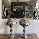 Pair of Art Deco ELAU mushroom lamps with adjustable nickel-plated metal.