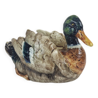 Jardinière, cache-pot en majolique canard, 1900