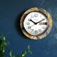 Clock formica vintage round silent wall clock "Kiplé yellow brown"