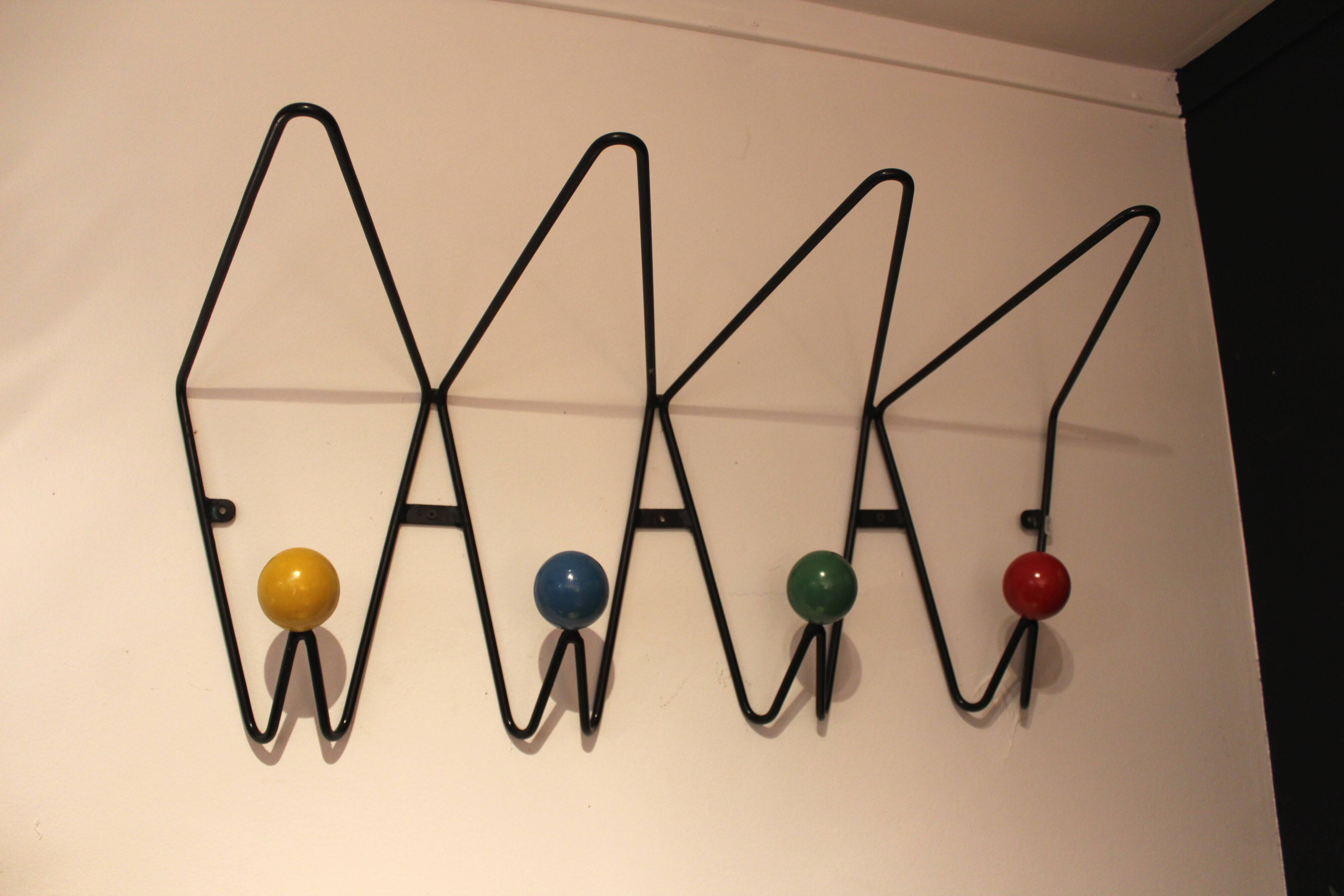 Coat holder colored balls 4 patères