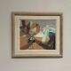 Original Swedish Oil on Panel – “Figure with Boats” by Nils Öst (1908–1982)