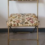 Vintage folding chair lafuma doree and tapestry