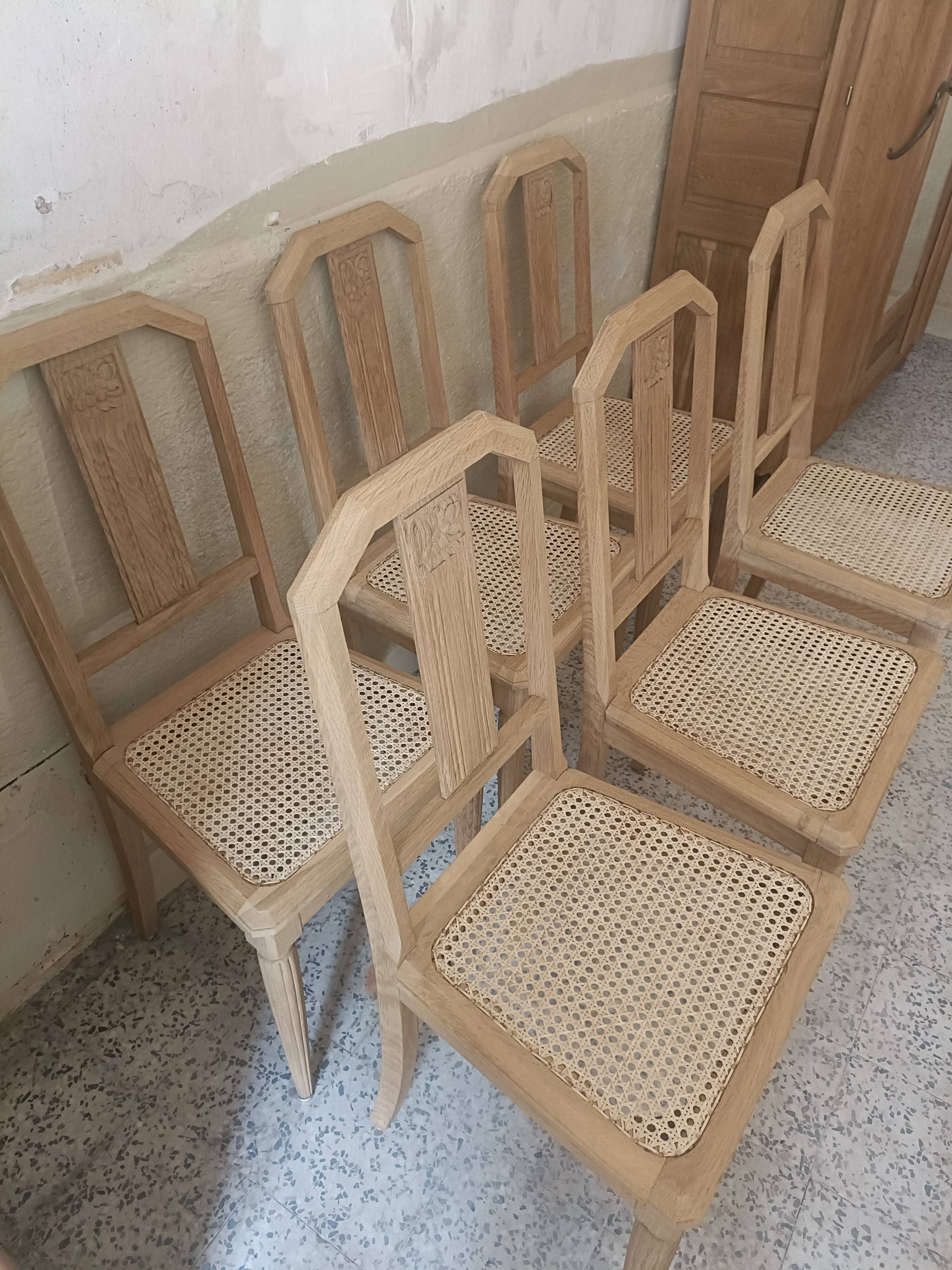 6 chaises cannées art déco rénovées