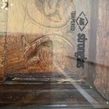 Solid oak carved coffee table with glass top