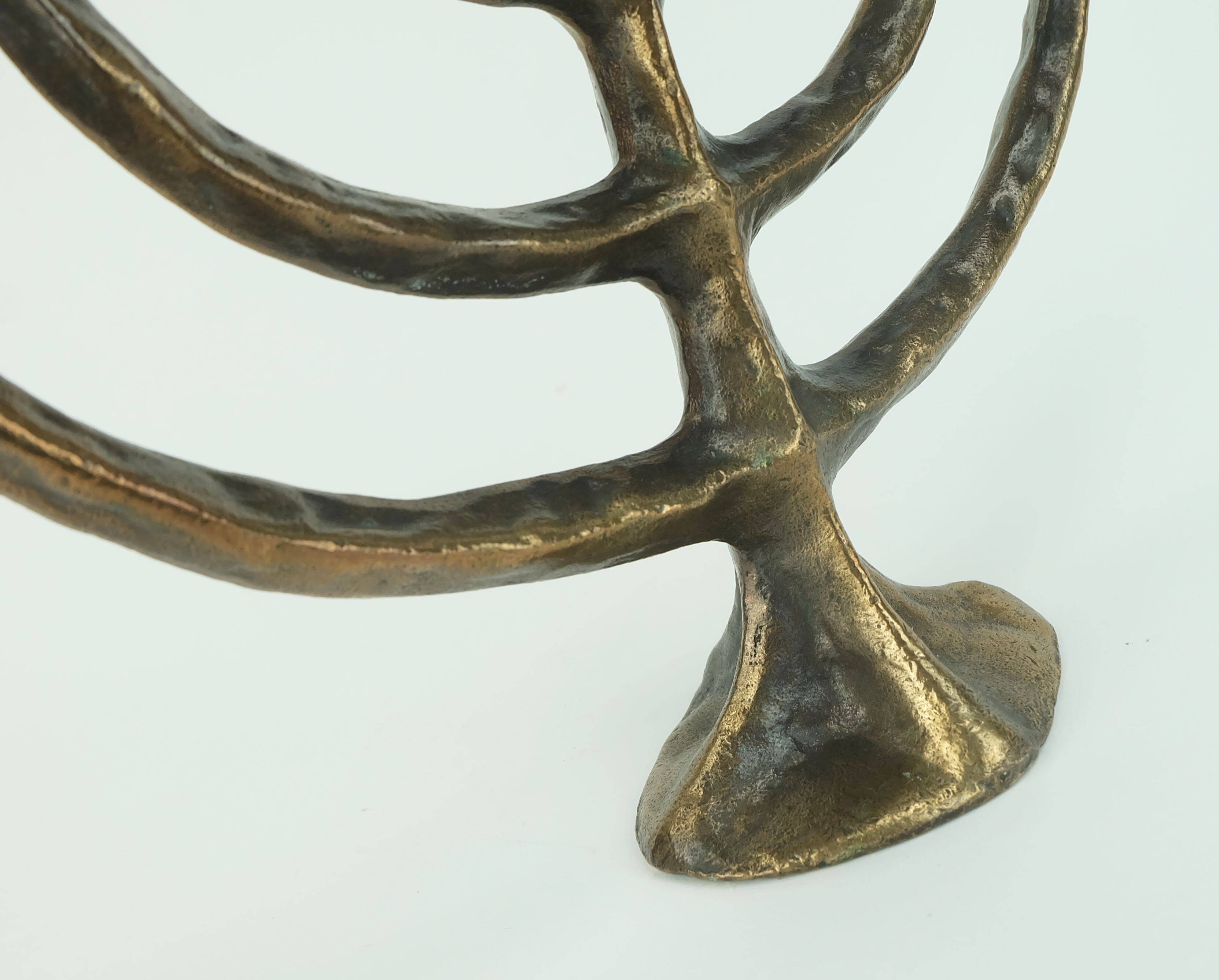 7-armed cand1960s 70s mid century brutalist bronze CANDELABRA