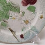 Decorative Plate Barbotine St Clément Made In France Vintage Raspberry Pattern