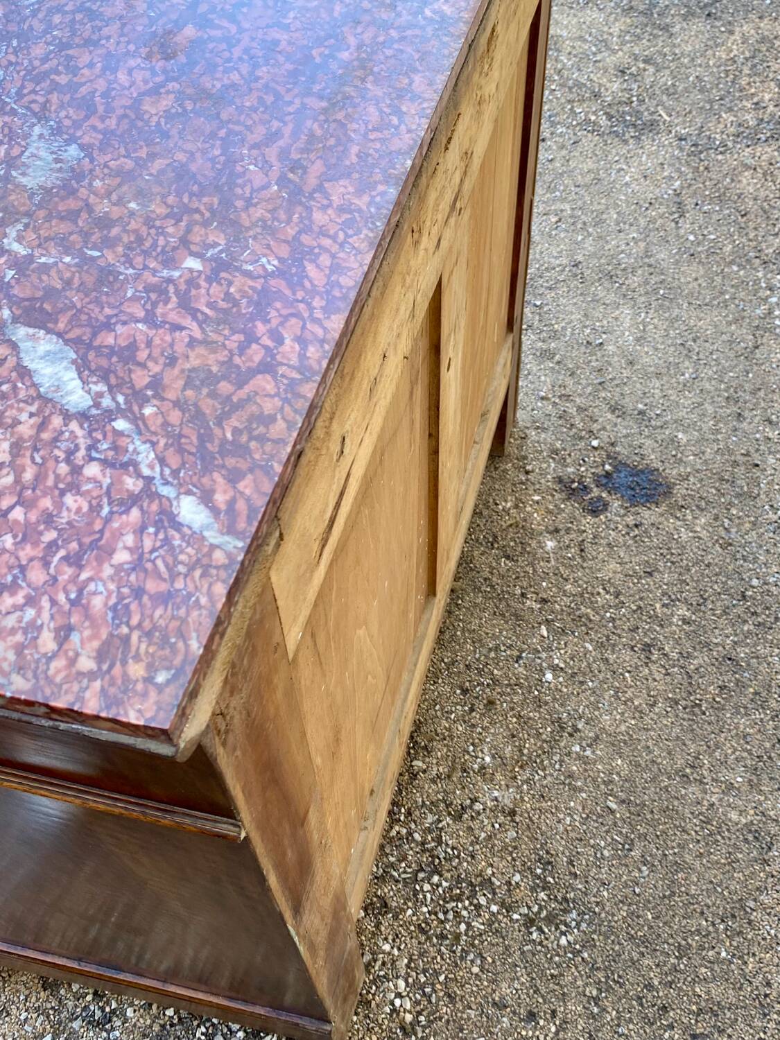 Antique Empire style chest of drawers with marble top