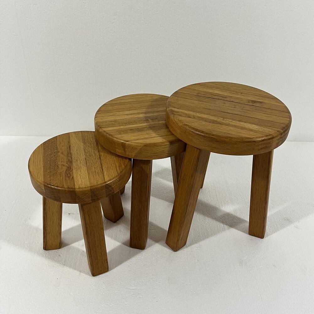 Brutalist blond oak side tables 1980’s