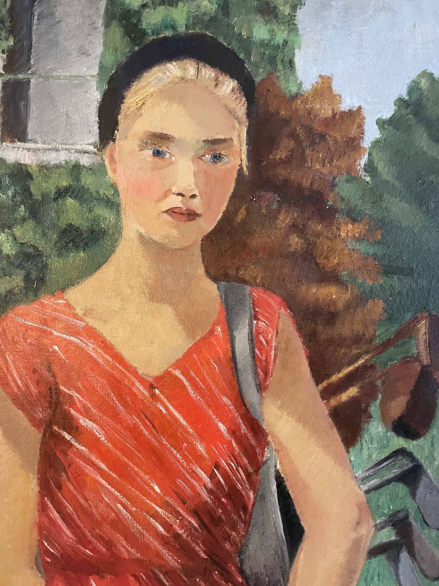 Portrait de femme, Huile sur toile, Th. Lantz